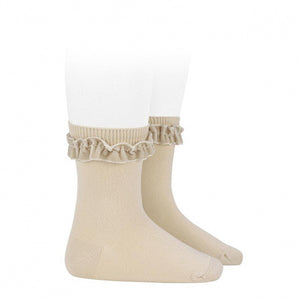 Knee-high socks with ruffles, natural, cóndor