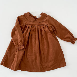 Cordkleid Lia mit Kragen, cognac